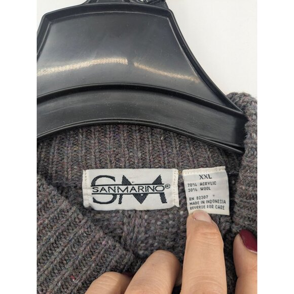 Vintage Fisherman Sweater Men Size XXL Pullover Chunky Knit Academia Wool Blend - Picture 8 of 9